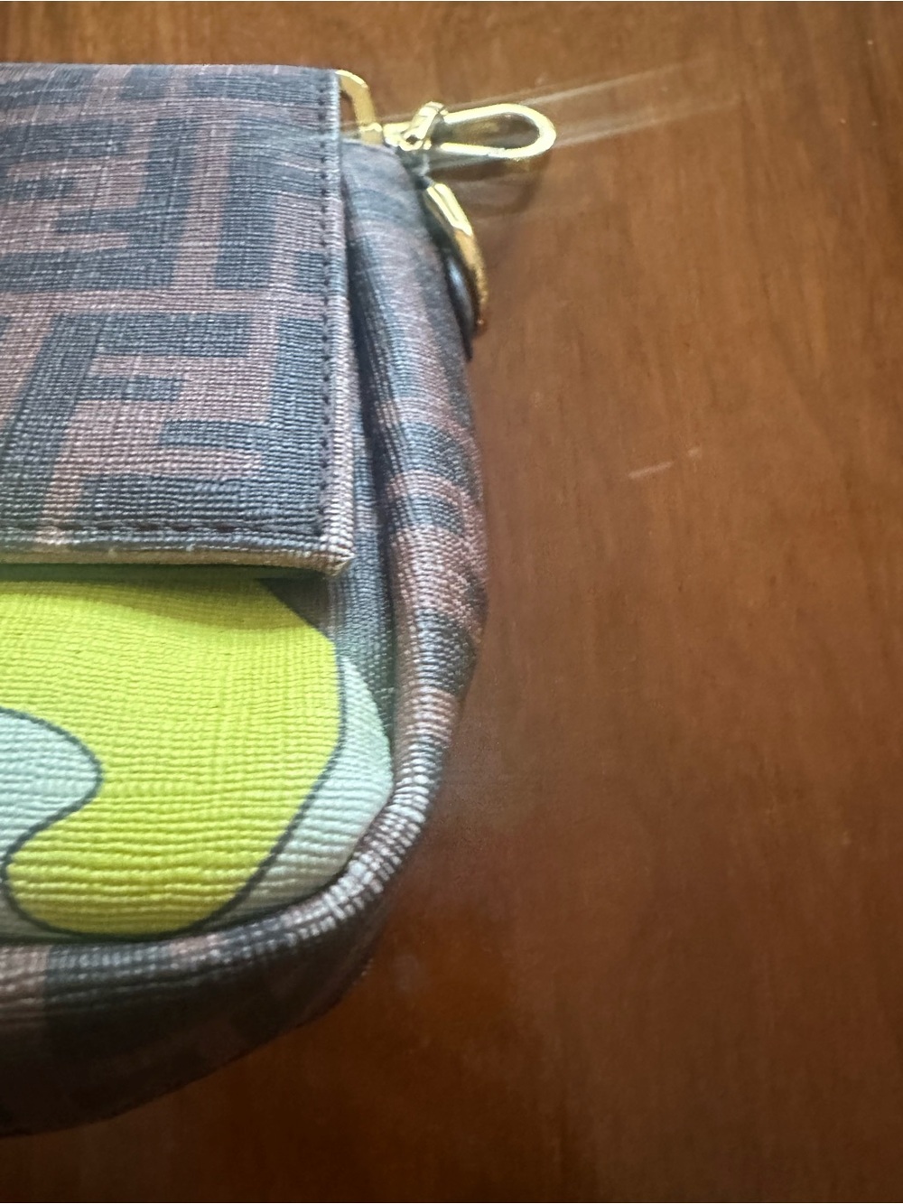Fendi Brown Monogram Baguette with Yellow and Pink Graphic - Picture 10 of 12